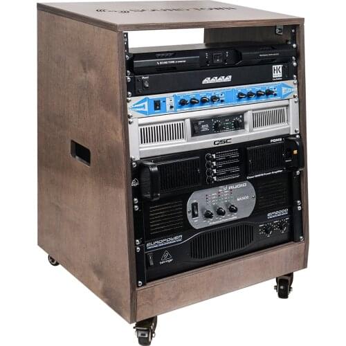 Sound Town DIY Slanted 12U Studio Rack, Plywood, Weathered Gray, Rubber Feet, Casters (SDRK-12TB)