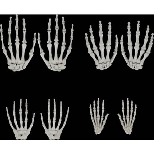 1Pair Halloween Skeleton Hands Decoration Realistic Life Resin Fake Hman Hand Bone Ghost House Halloween Party Scary Props Decor