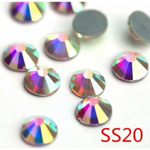 10 bags SS20 Glass Crystal AB Stone Round 3D Nail Art Rhinestones Crystals AB Stone For Clothing Hot Fix Nail Art Decorations