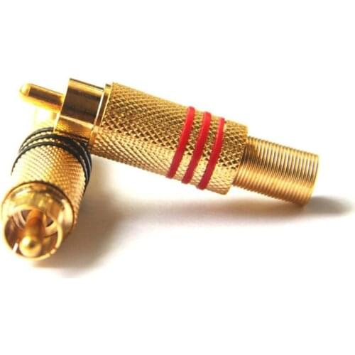 100PCS Gold Plated RCA Connector Plug Audio Male Connector With Spring Cable Protector