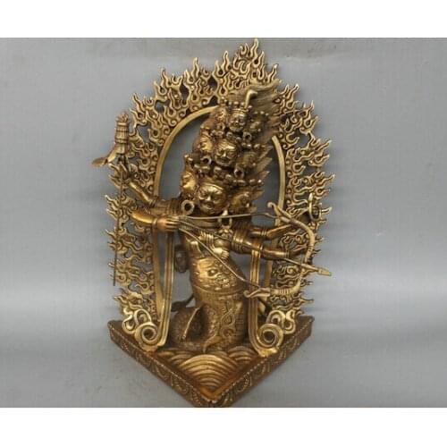 12'' China Tibet Rahula Lord of Hell Snake Body Buddha Arrow Bronze Statue decoration bronze factory outlets free shippin