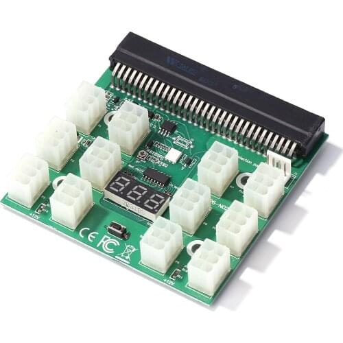 12 Ports PCI-e 6 Pin Adapter Mining 750W-1200W Server PSU Power Supply Breakout Board LED Display for DPS-800GB 1200FB UM 750RB