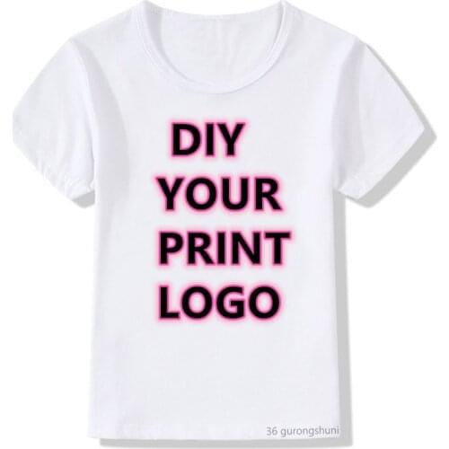2021 Customized Print Tee Shirt Your Own Design Logo/Picture Custom Kids T-Shirt Plus Size T Shirt Girls Boys Birthday Tee