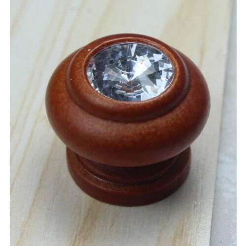 27mm wooden drawer shoe cabinet knobs glass crystal bedside table dresser door pulls furniture samll handle