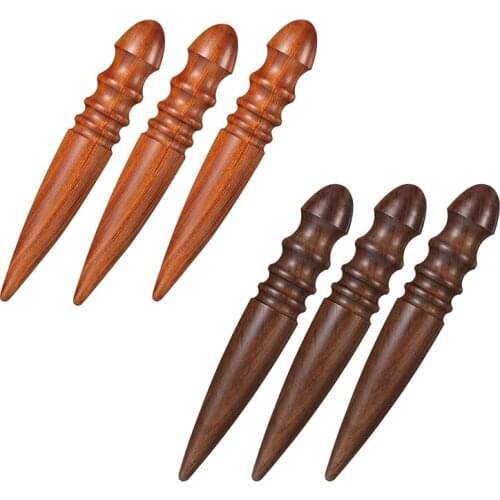 3 Pcs Wood Leather Craft Edge Chamfering Device, Round Burnisher Polisher Wooden Edging Device for Leather Tools