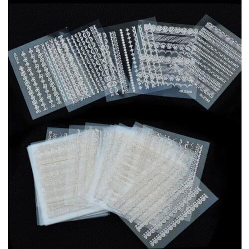 30 Sheets Lace 3D Nail Stickers Set Nylon Lace Decals Manicure Nail Art Decorations