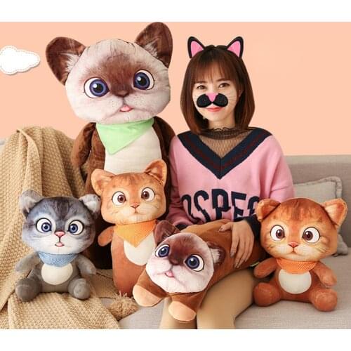 3D Simulation Standing Cat Pillow Cushion Bedroom Sofa Seat Cushion Cartoon Animal Shape Nap Pillow Baby Doll Kid Plush Toy Gift