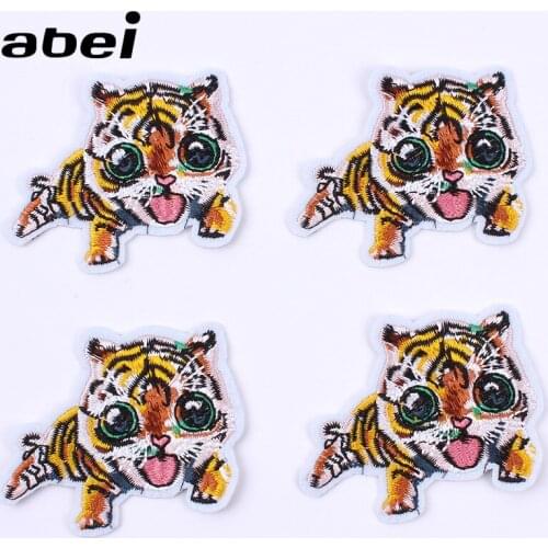 5pcs/lot Cartoon Cute Tiger Patch Iron On Clothing Animal Stickers Sewing appliques Accessories Diy Jeans Badge Sweater Patches