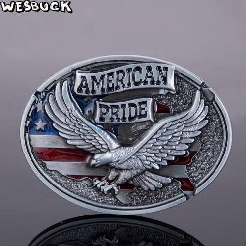 5Pcs MOQ WesBuck Brand Western Eagle Vintage Oval Flag Belt Buckle