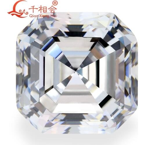 6A quality white color asscher baota shape for cubic zirconia loose CZ stone made by Qian xiang hui