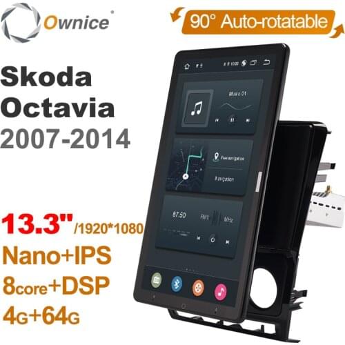 Auto Rotatable 1920*1080 13.3" Ownice Android 10.0 Car Multimedia for Skoda Octavia Car Auto Radio 1din Audio Video System Unit