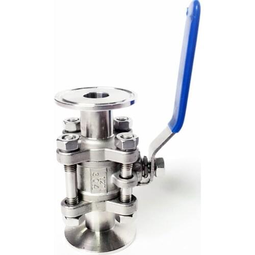 DN50 x 2.5" Tri Clamp 3-Piece Ball Shut Off Valve SUS 304 Stainless Steel Industrial