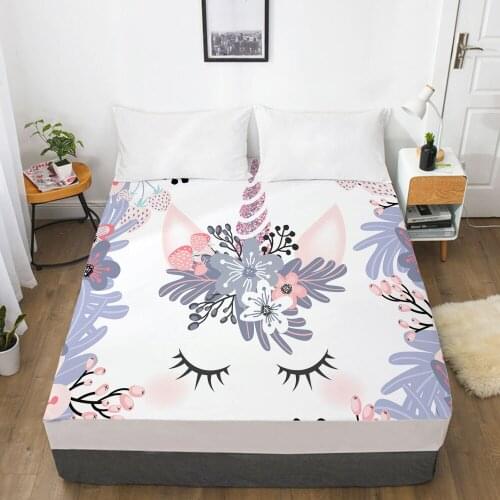 1pc Children Elastic fitted sheet bed sheet With An Elastic Band Bedding For Kids baby child Mattress Cover Purple unicorn