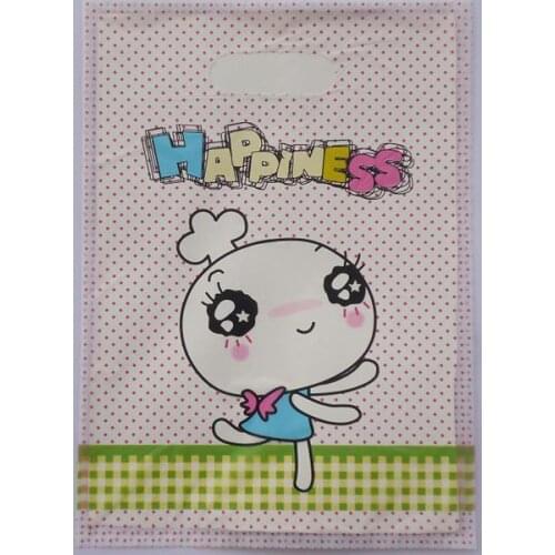 2015 Hot-selling 100pcs 35*25cm Multicolor Cute Happy rabbit Plastic Handle Shopping Bag For Gifts Wholesale 015035071