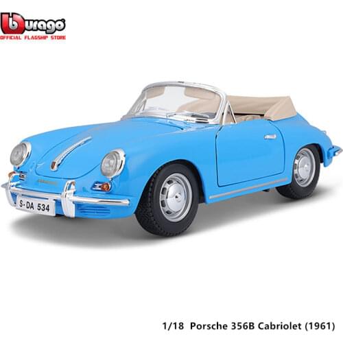 Bburago 1:18 Scale 1961 Porsche 356B Cabriolet Alloy Luxury Vehicle Diecast Cars Model Toy Collection Gift