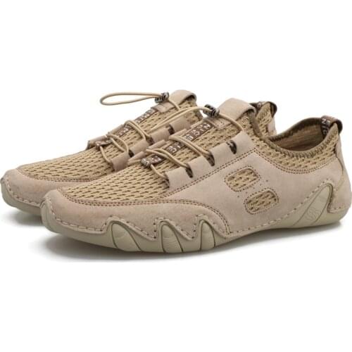 New Arrive Genuine Leather Men Casual Shoes Loafers Fashion Flats Shoes Comfortable Breathable Soft Sport Sneaker Plus Size 46