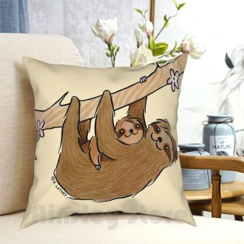 Mama And Baby Sloth Pillow Case Printed Home Soft Throw Pillow Sloth Three Toed Sloth Mother Baby Child Mama Mom Mum