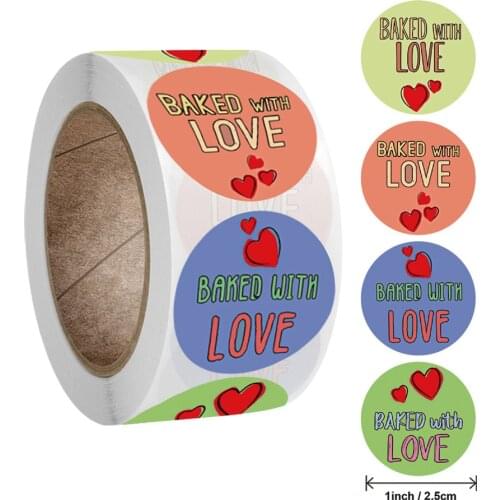 50-500Pcs Handmade With Love Stickers Natural Kraft Paper Stickers For Package Adhesive Thank You Sticker Seal Labels Stationery