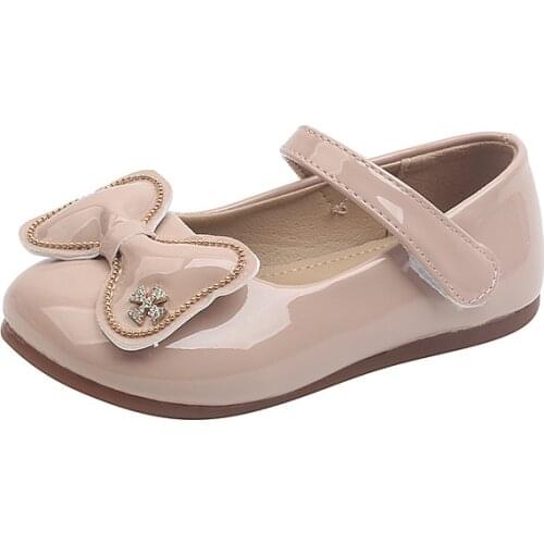 2021 New Childrens Shoes Girls Soft Sole Single Leather Cute Shoes Patent Leather Princess Sweet Shoes Bow-knot School Flats