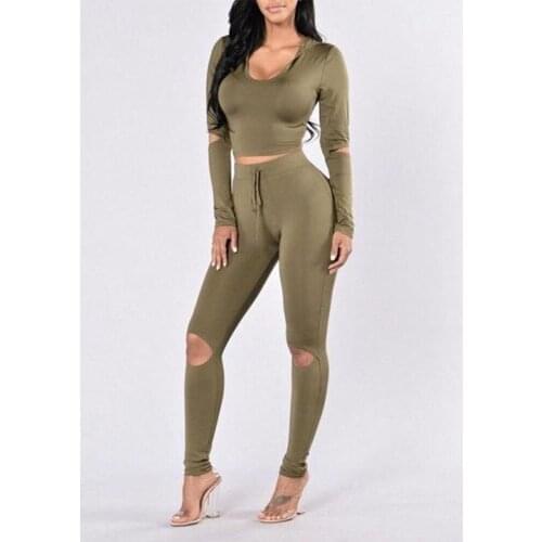 Summer New Army Green Collar Low Long Sleeved Two-Piece Suit Trousers