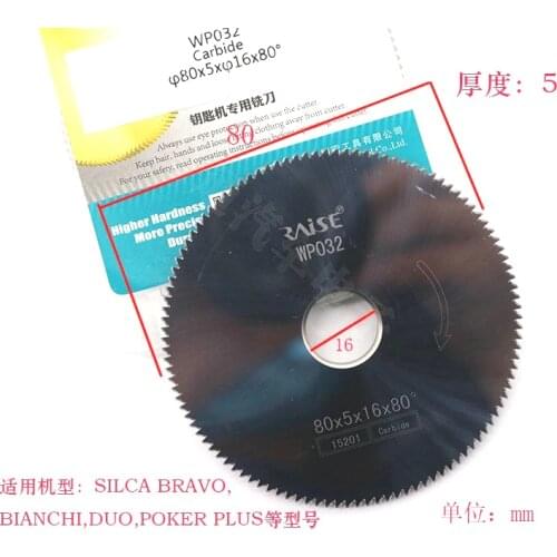 Original for Raise tungsten steel double-sided angle milling cutter WP032 80*16*5mm for silca P01W key cut machine