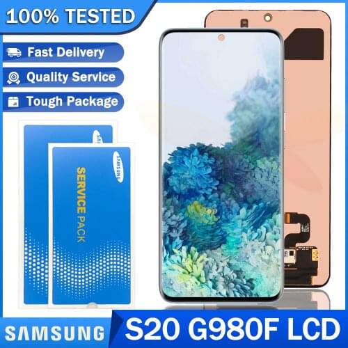 Original New LCD for SAMSUNG Galaxy S20 G980 G980F G980F/DS Super AMOLED Display with Frame Touch Screen Digitizer Repair Parts