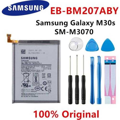 SAMSUNG 100% Orginal EB-BM207ABY Replacement 6000mAh Battery For Samsung Galaxy M30s SM-M3070 Mobile phone Batteries+Tools