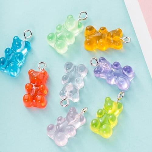 Cute Candy Gummy Bear Necklace Pendants 10Pcs/Set DIY Earrings Gifts Charms Jewelry