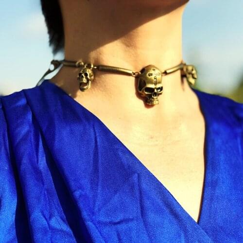 Crow Clavicle Chain Bird Skull Pagan Halloween Skeleton Necklace for Women Choker Goth Jewelry On The Neck Wholesale Gift VGN036