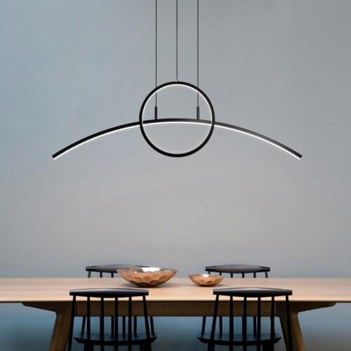 Nordic Minimalism Paint Black Liner Led Pendant Lights Dining Room Cable Hanging Lamp Adjustable Droplight Led Indoor Lighting