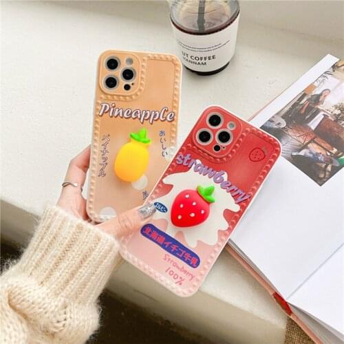 Sweet Mobile Phone Case for Girls, Letter Fruit Patterns Anti-Scratch Cellphone Protective Cover for iPhone, Red/Yellow/Pink
