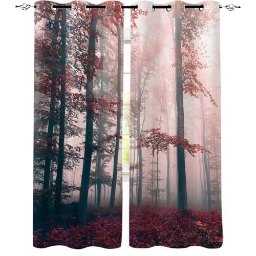 Red Mysterious Forest Modern Blackout Curtains For Living Room Bedroom Window Treatment Blinds Drapes Kitchen Curtains