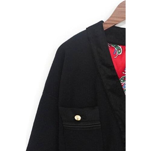 2020 Autumn and Winter Womens Stitching Long-sleeved V-neck Knitted Cardigan Jacket