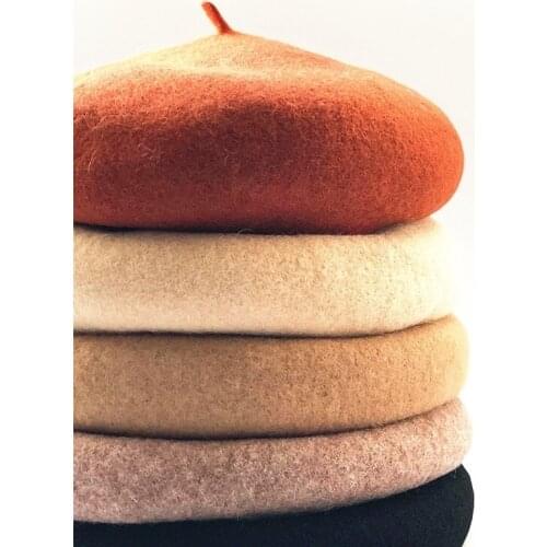 Winter women casual wool beret caps Ladies soft French Round Artist pumpkin hats