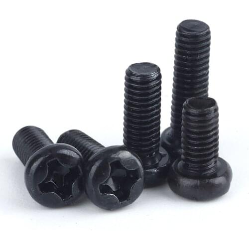 100/500PCS New M1 M1.2 M1.4 M1.6 M1.7 Black Zinc Steel Phillips Pan Head Micro Mini Screw