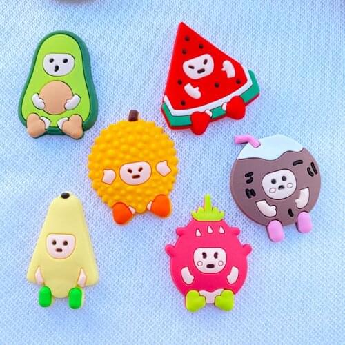 12pcs Cute Mini Cartoon Animal Fruit Series PVC Flexible Glue Flat Back DIY Scrapbook Embellishment Phone Craft Decoration J84