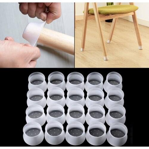 20pcs Clear Chair Table Cap Rubber Furniture Feet Leg Protector Cap Cover Anti Moving Noise Floor Protectors Prevents Scratches