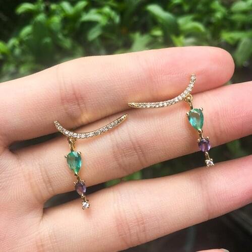 2019 New Trendy White Black Copper Square Colorful AAA Cubic Zirconia Stud Earrings Fashion Jewelry Party Gift Womens Fashion