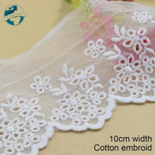3yards 10cm width Cotton embroid lace sewing ribbon guipure lace african lace trim wedding lace DIY Garment Accessories#3341