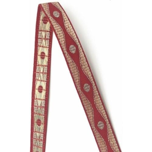 5Yards 13mm 1/2" Dog Collar Accessory Red Woven Ribbon Hair Bow Handmade Craft Decor Materials Geometric Jacquard Ribbon