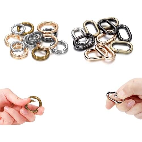 5Pcs Metal O Spring Ring Round Buckles Clips Carabiner Handbag Open Ring Lock for Jewelry Connectors DIY Clasp Key Chain Buckle