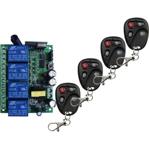 AC110V 220V 230V 4CH 4 CH 4 Channel 10A Relay RF Wireless Remote Control Switch System 315 MHz 433 MHz Transmitter And Receiver