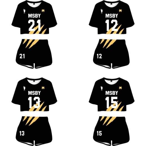 Anime Haikyuu Cosplay Costume Karasuno High School Hinata Shouyou Kageyama Tobio MSBY Volleyball Club Uniforms T-shirt Oversize