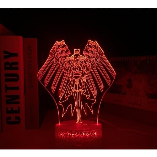 Fairy Tail Erza Scarlet Anime 3D White Base Lamp for Bedroom Decor Night Light Child Birthday Gift Manga Room Led Light