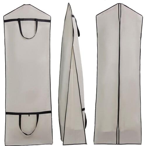 White Thick Non-woven Fabric Cathedral Train Wedding Dress Dust Protection Covers Storage Bags Dual-purpose Travel Garment Bags