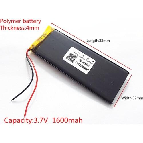 Free shipping 403282 1600mah 3.7V Lithium Polymer Battery Rechargeable Battery For Goophone I5 Y5 V5 Clone iPhone