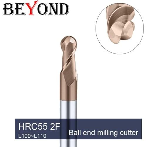 BEYOND HRC55 2F Ball End-Mill Tungsten Steel Cutter L100 L110 Woodwork Tools Carbide CNC Milling Tool Lathe Cutting