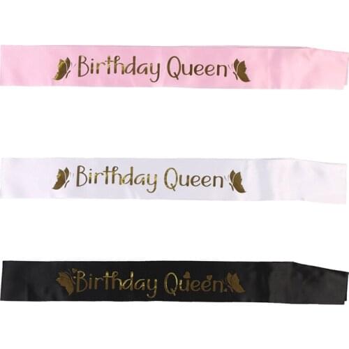 Birthday Queen Satin Ribbon Sash 20th 21st 30th 40th 50th Birthday Sash For Women Girl Happy Birthday Party Decorations Supplies