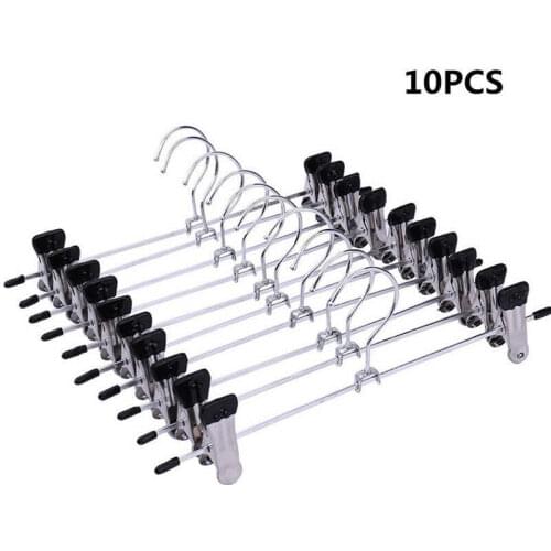 10PCS Stainless Steel Racks Holder Clothing Hangers Clip Peg Trousers Clamp Hanger Holders Container Drying Racks Hot