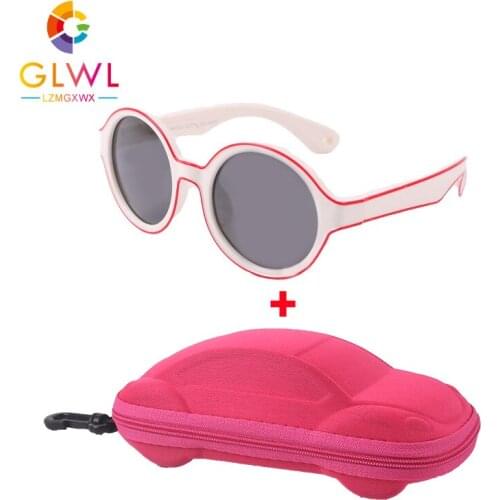 Baby Sunglasses Case Round Sun Glasses Children Polarized Lenses Soft Frames Eyeglass With Box White Eyeglasses Boys Girls 2021